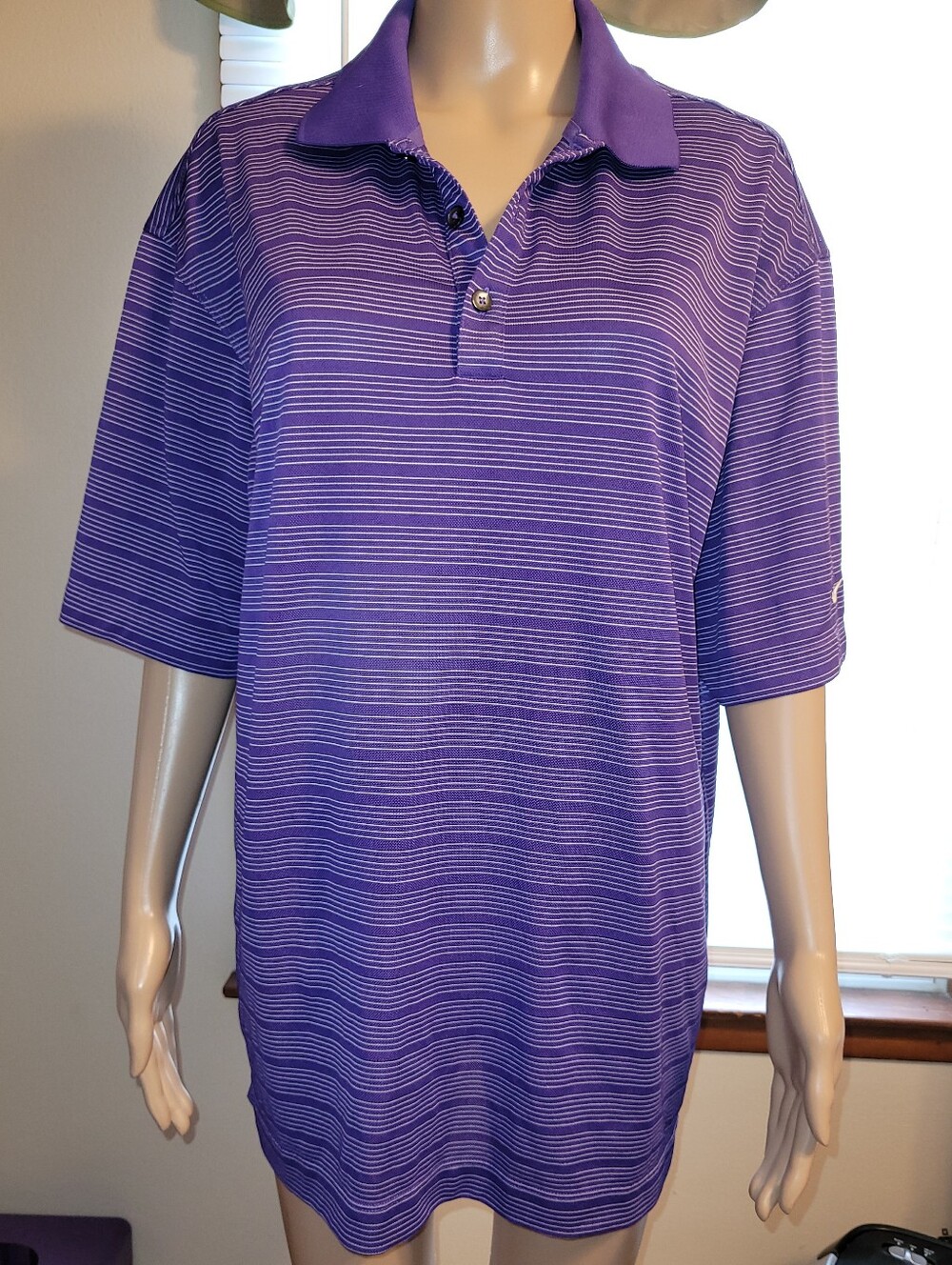 Nike Golf Dri-Fit Purple Striped Polo Shirt -  Size Large.